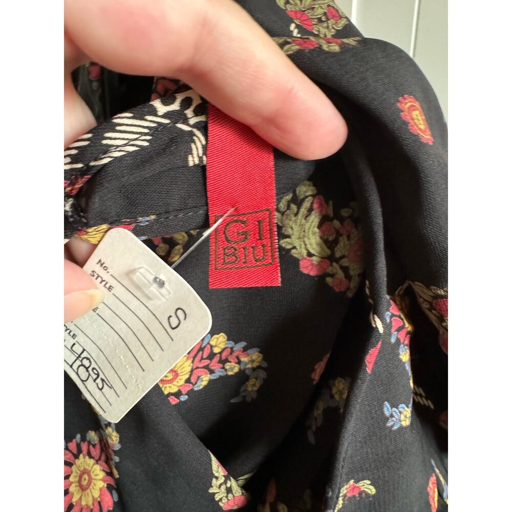 Gibiu Womens Dress Sz S Black Paisley Print Shift 3/4 Sleeve NEW - Picture 8 of 10